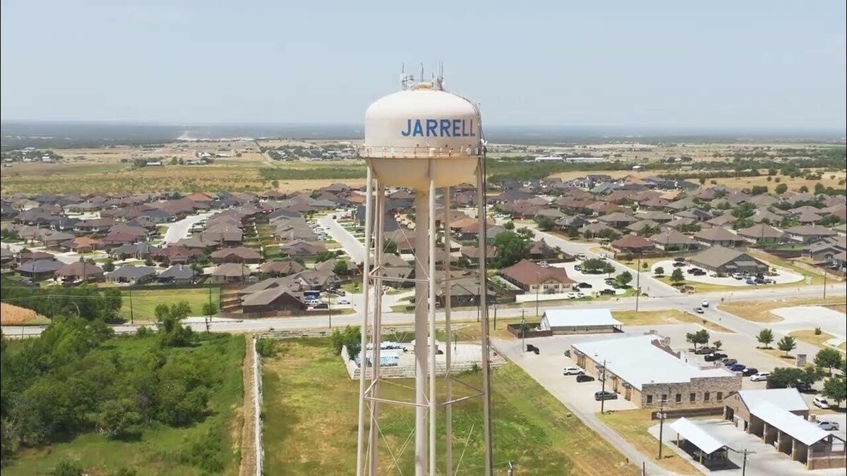 Jarrell water tower aerial view