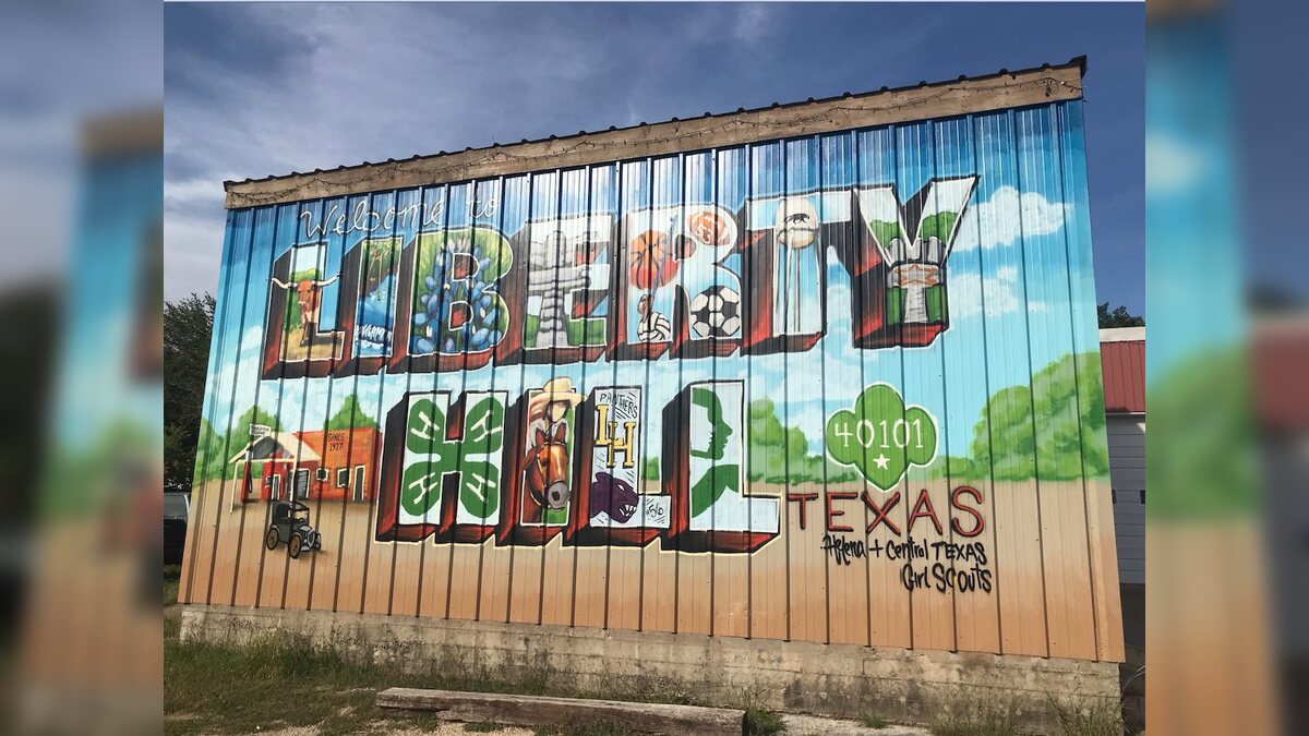 Welcome to Liberty Hill mural in Liberty Hill, Texas