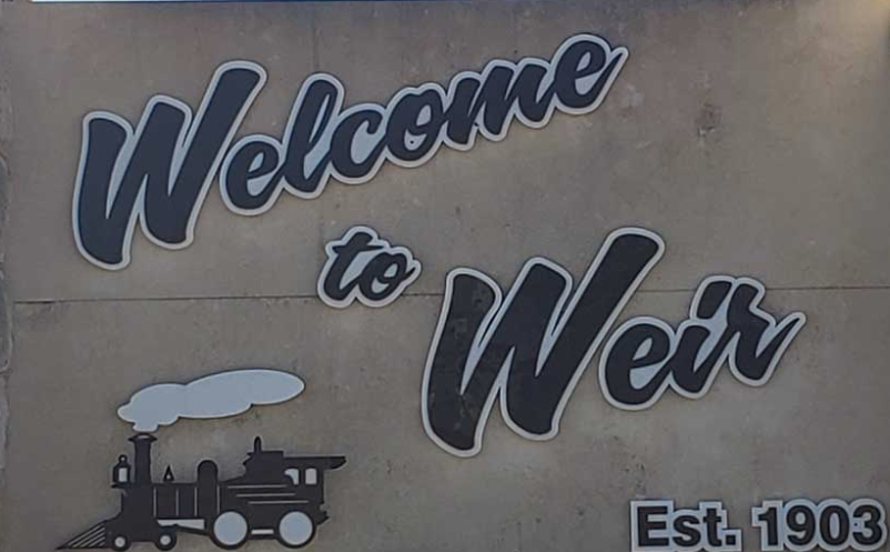 Welcome to Weir sign in Weir, Texas